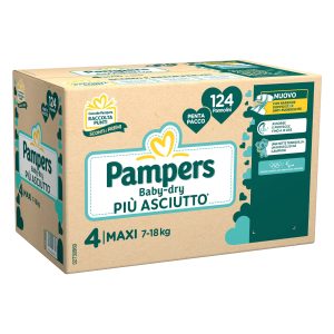 Pampers Pannolini Baby-Dry Taglia 4 (7-18 kg) Pentapacco 124 pezzi