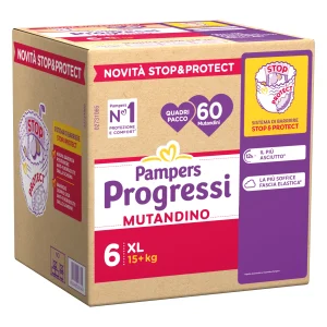 Pampers Mutandine Progressi Taglia 6 (+15 kg) Quadripacco 60 pezzi
