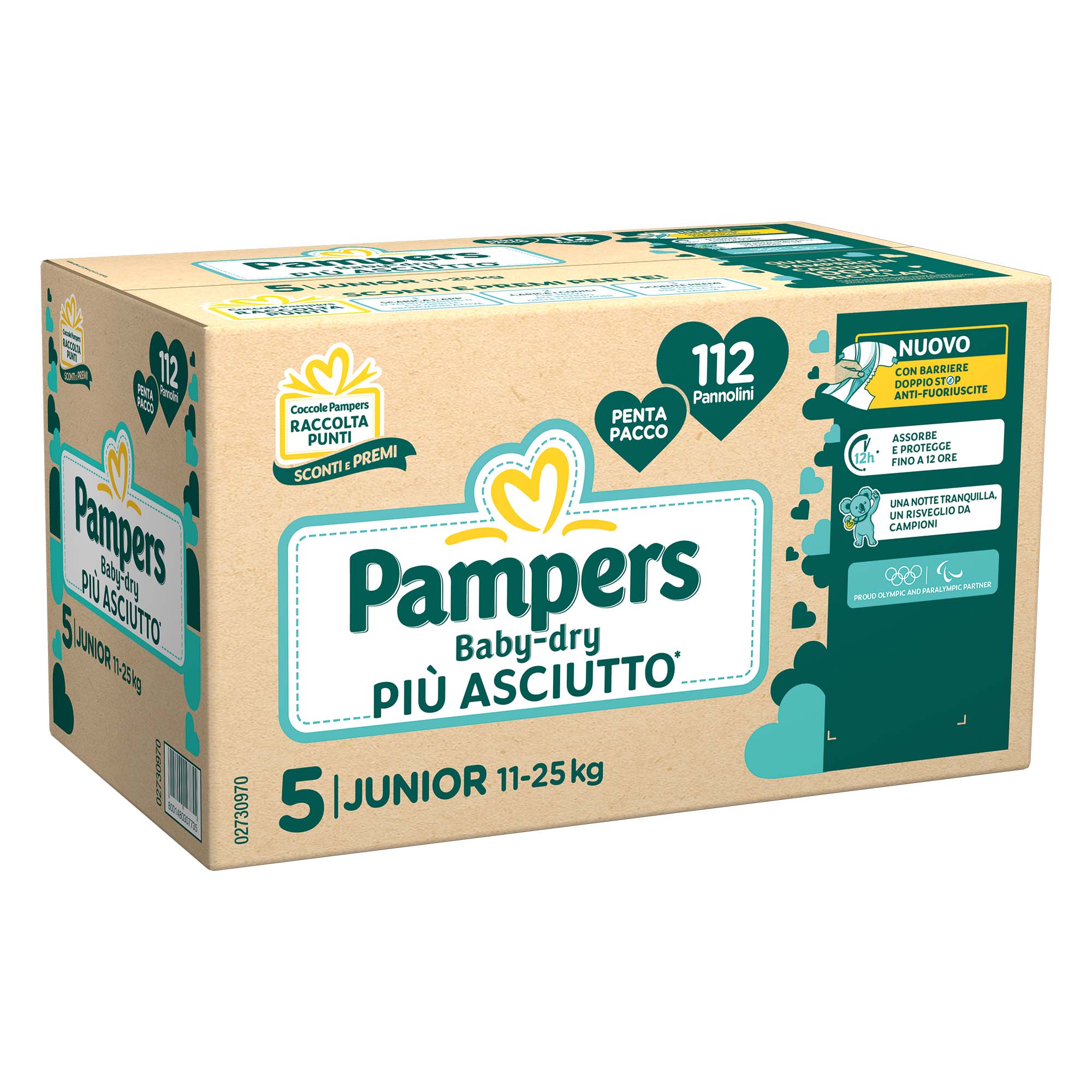 Pampers Pannolini Baby-Dry Taglia 5 (11-25 kg) Pentapacco 112 pezzi