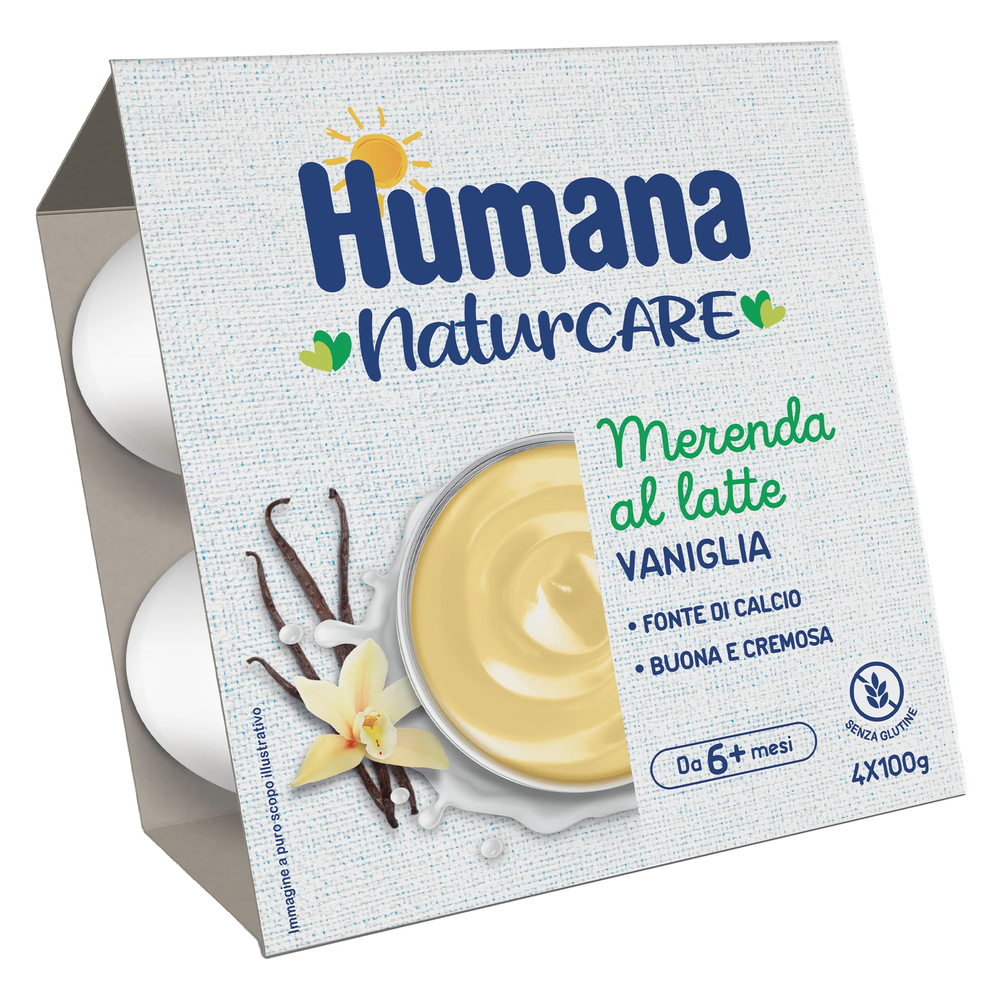 Humana Merenda al Latte e Vaniglia 400 g (4x100 g)