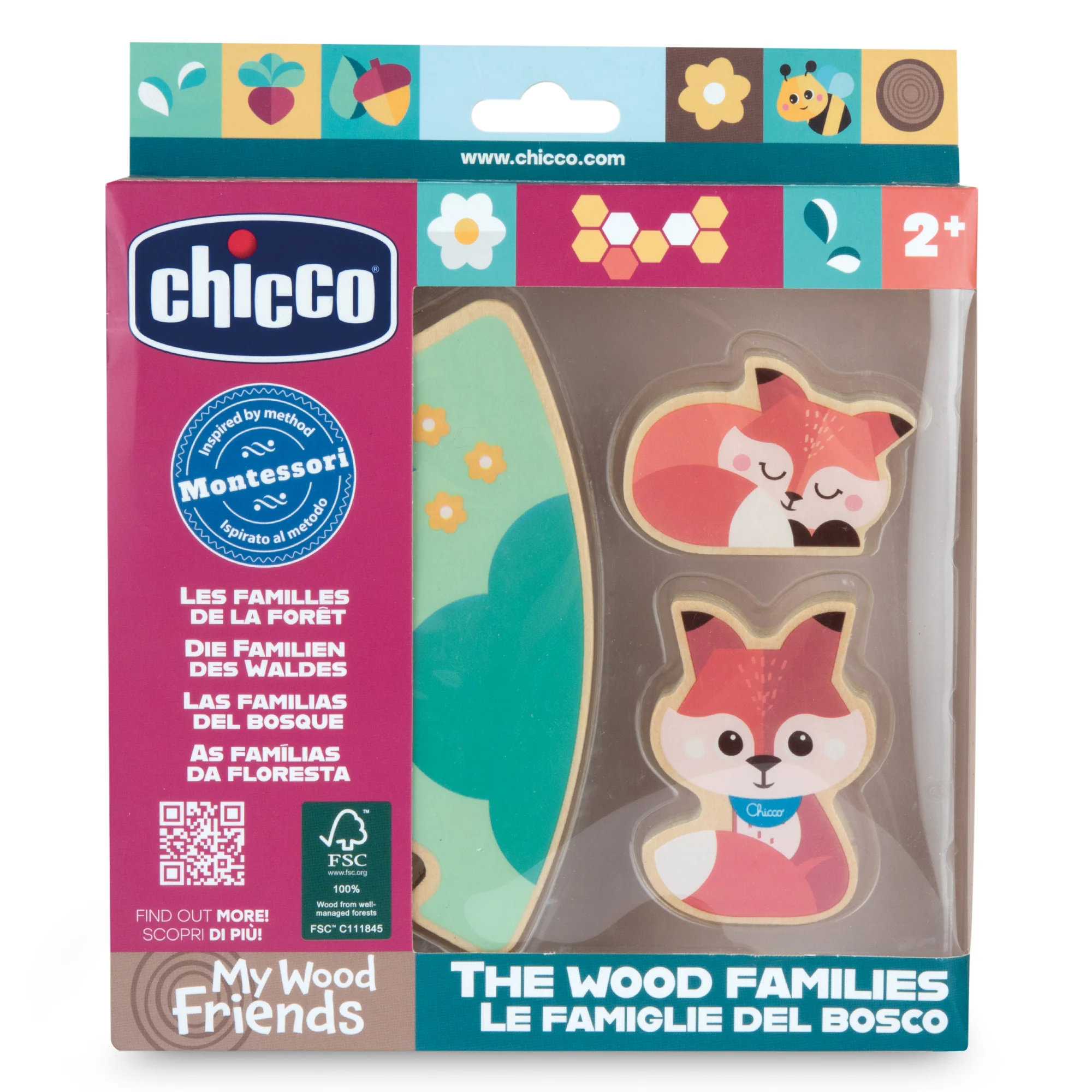 Chicco Set 2 Personaggi del Bosco My Wood Friends Assortiti