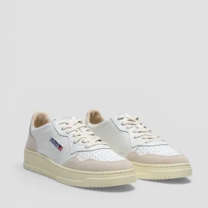 SS26-AULM-LS14 SNEAKERS MEDALIST LEATHER/SUEDE  WHITE/PELICAN