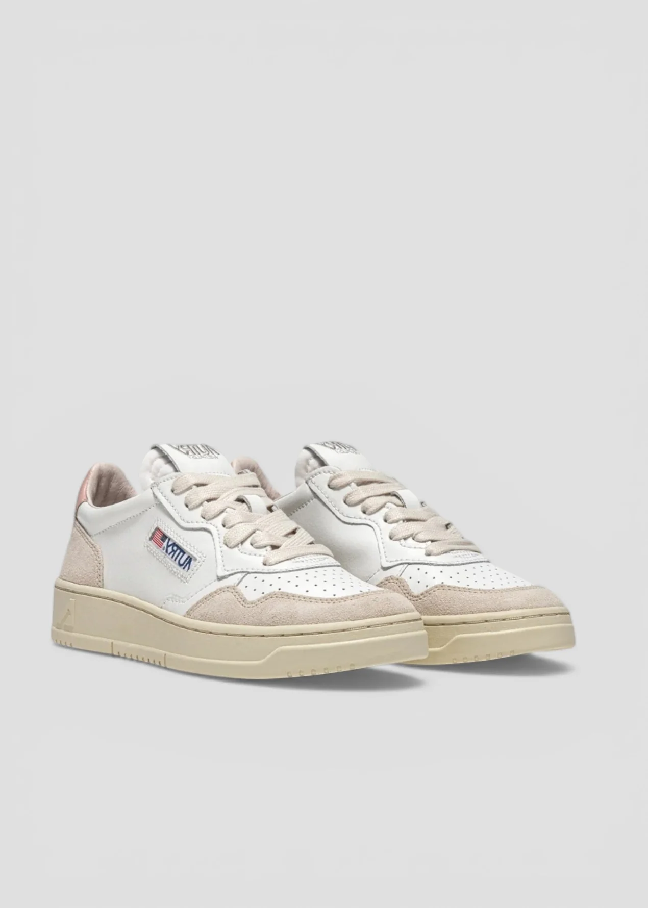 SNEAKERS AULW-LS37 MEDALIST LOW IN PELLE BIANCA E POWDER E SUEDE BEIGE