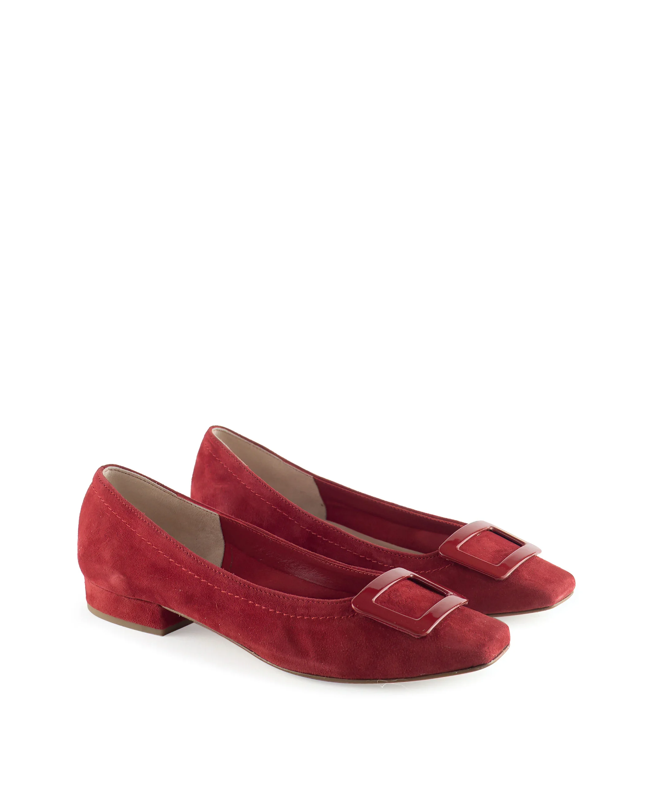 Ballerina punta quadrata con fibbia rossa - immagine 3