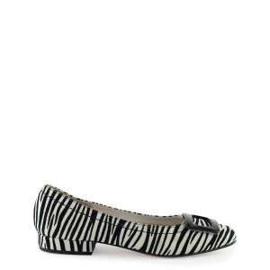 Ballerina punta quadrata con fibbia zebra
