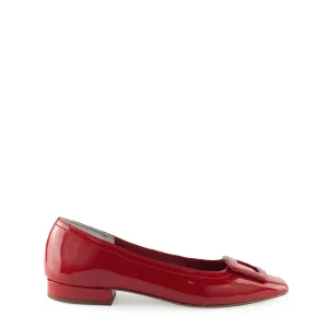 Ballerina punta quadrata con fibbia rossa