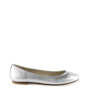 Ballerina liscia a punta tonda argento