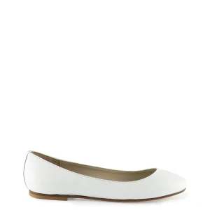 Ballerina liscia a punta tonda bianca