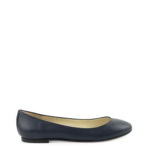 Ballerina liscia a punta tonda blu navy