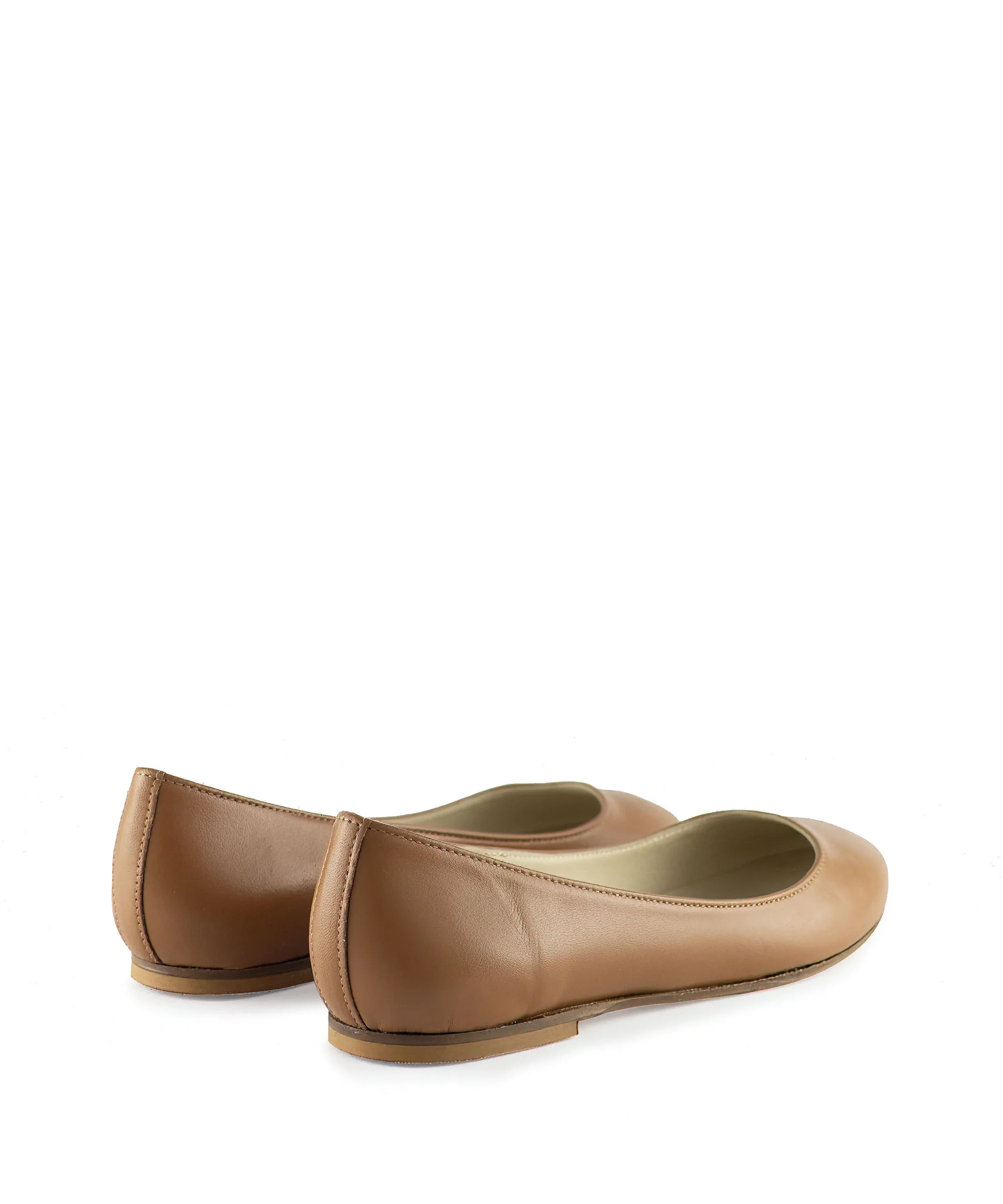 Ballerina liscia a punta tonda cuoio - immagine 4