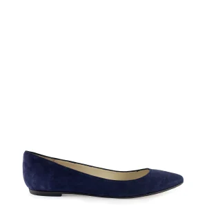 Ballerina liscia a punta blu navy