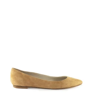 Ballerina liscia a punta tabacco