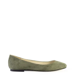 Ballerina liscia a punta tonda verde militare