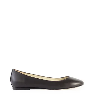 Ballerina liscia a punta tonda marrone