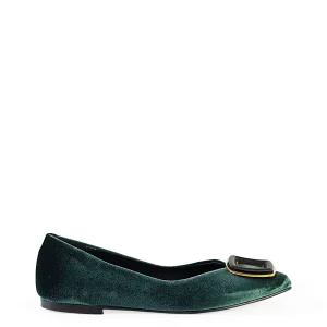 Ballerina a punta con fibbia verde