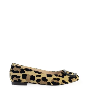 Ballerine punta quadrata con fibbia leopardate