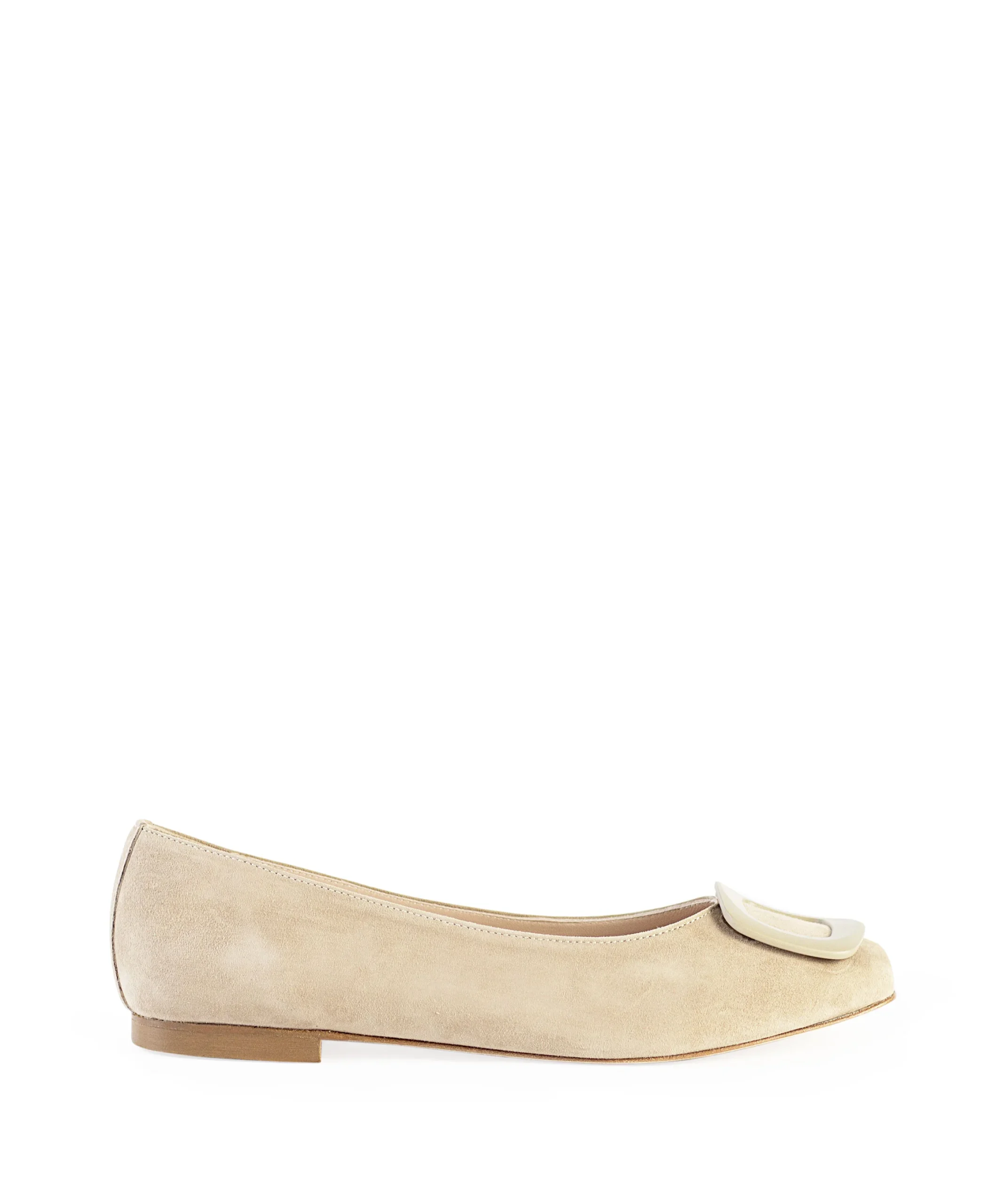 Ballerine punta quadrata con fibbia taupe