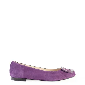 Ballerine punta quadrata con fibbia viola