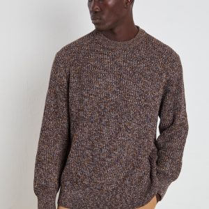 Selected 2628 Maglia a coste mélange marrone