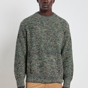 Selected 2629 Maglia a coste mélange verde