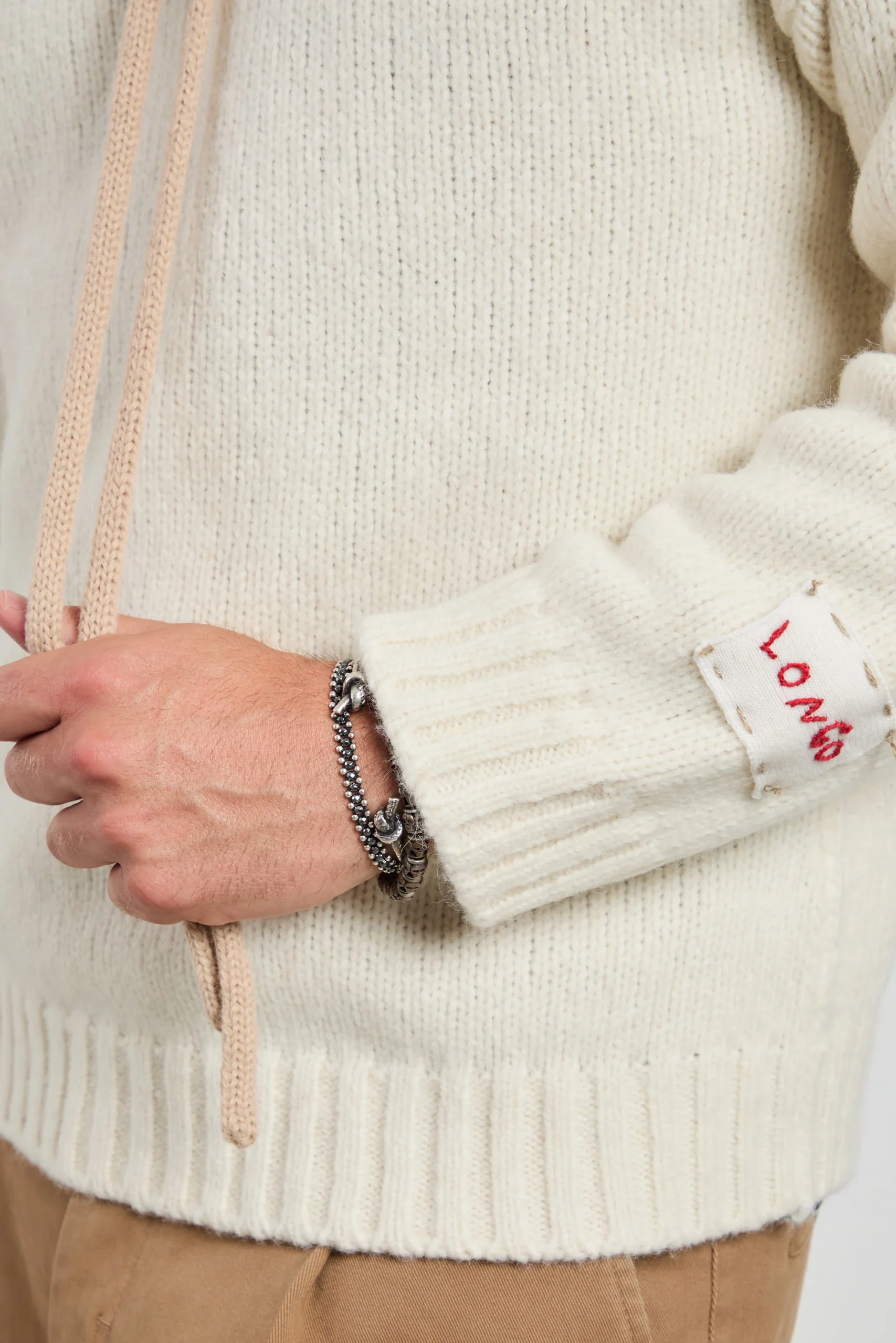 Longo 2856 Maglia bianca cappuccio - immagine 3