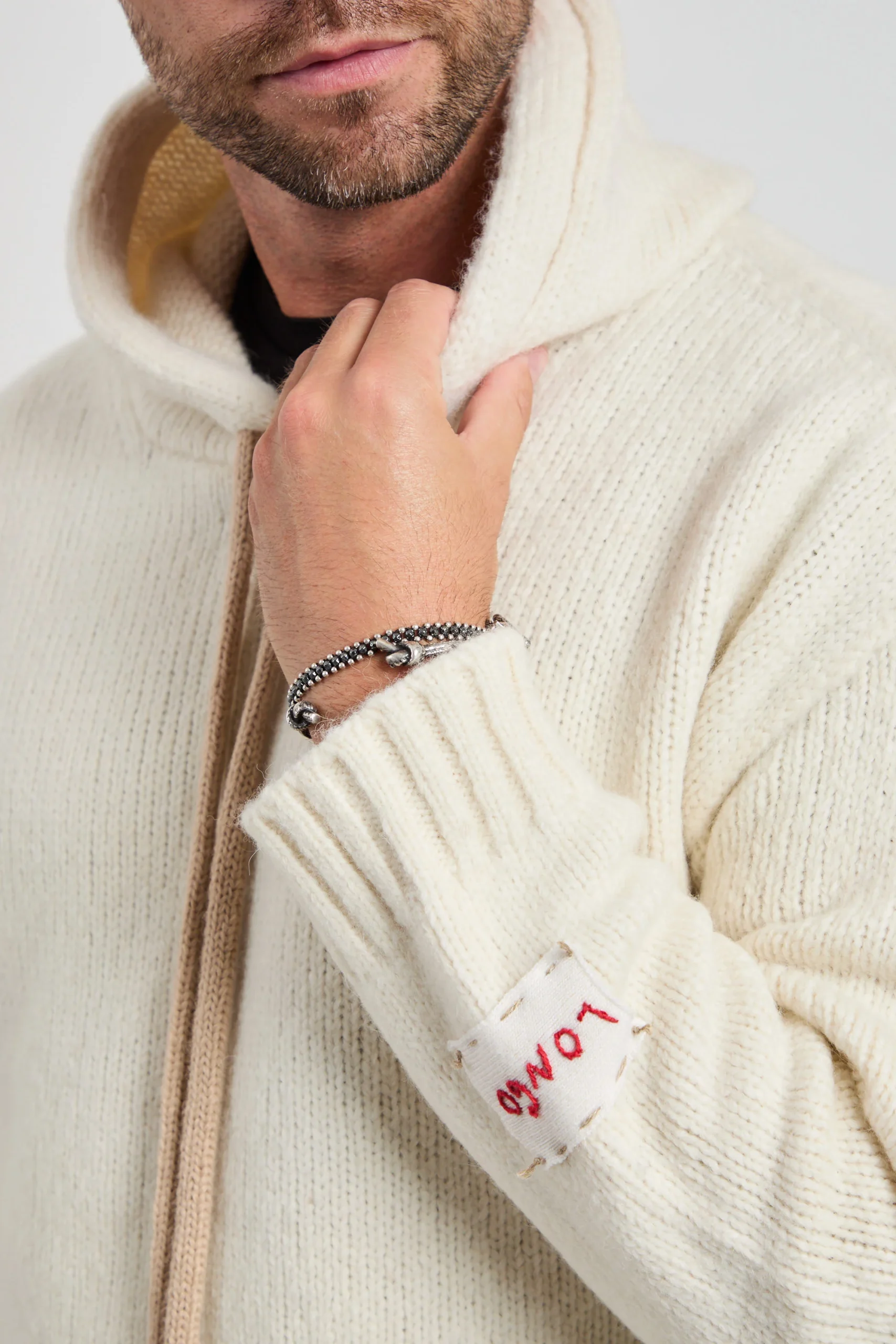 Longo 2856 Maglia bianca cappuccio - immagine 5