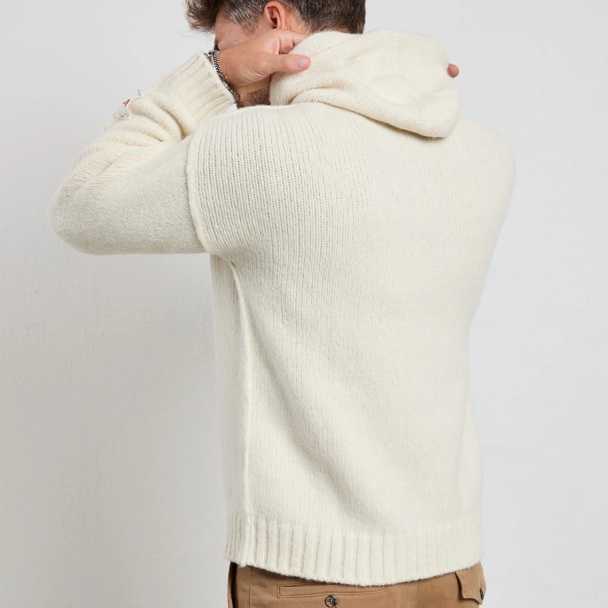 Longo 2856 Maglia bianca cappuccio - immagine 8