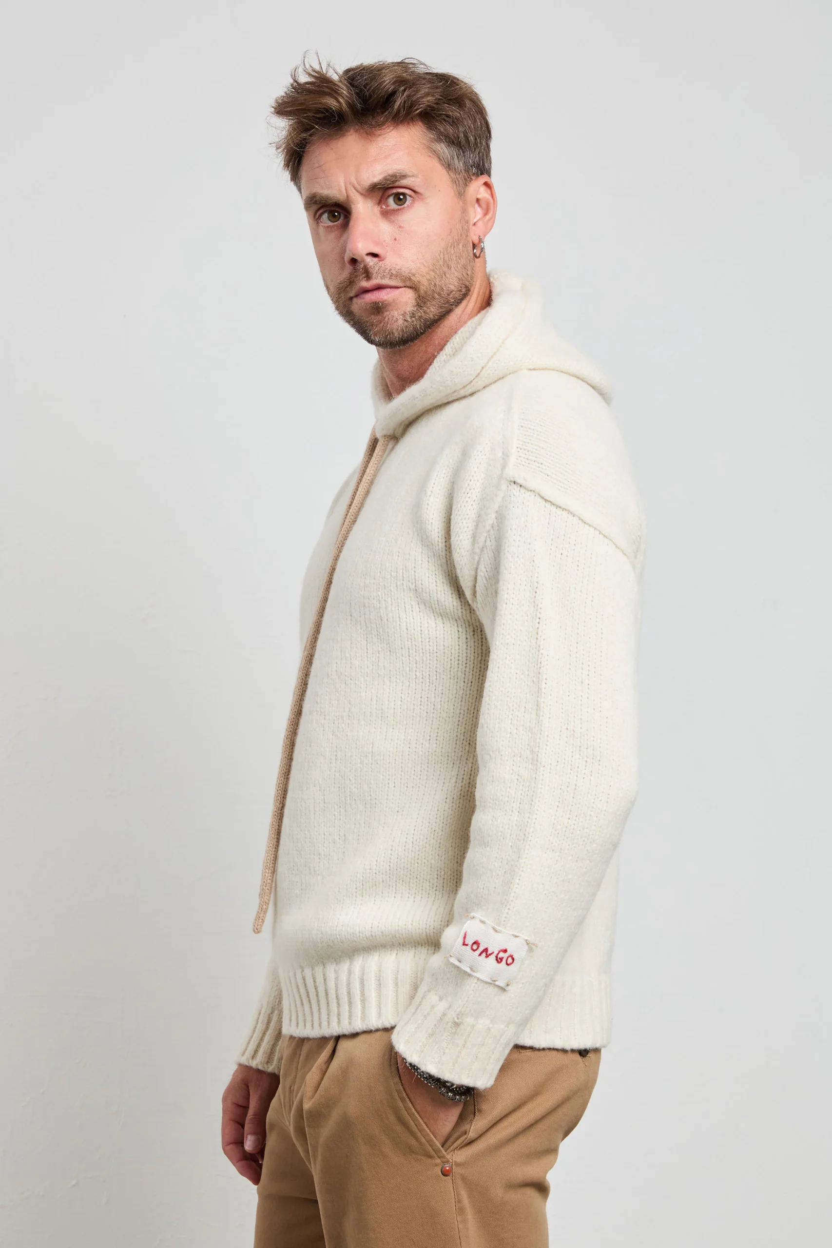Longo 2856 Maglia bianca cappuccio - immagine 4