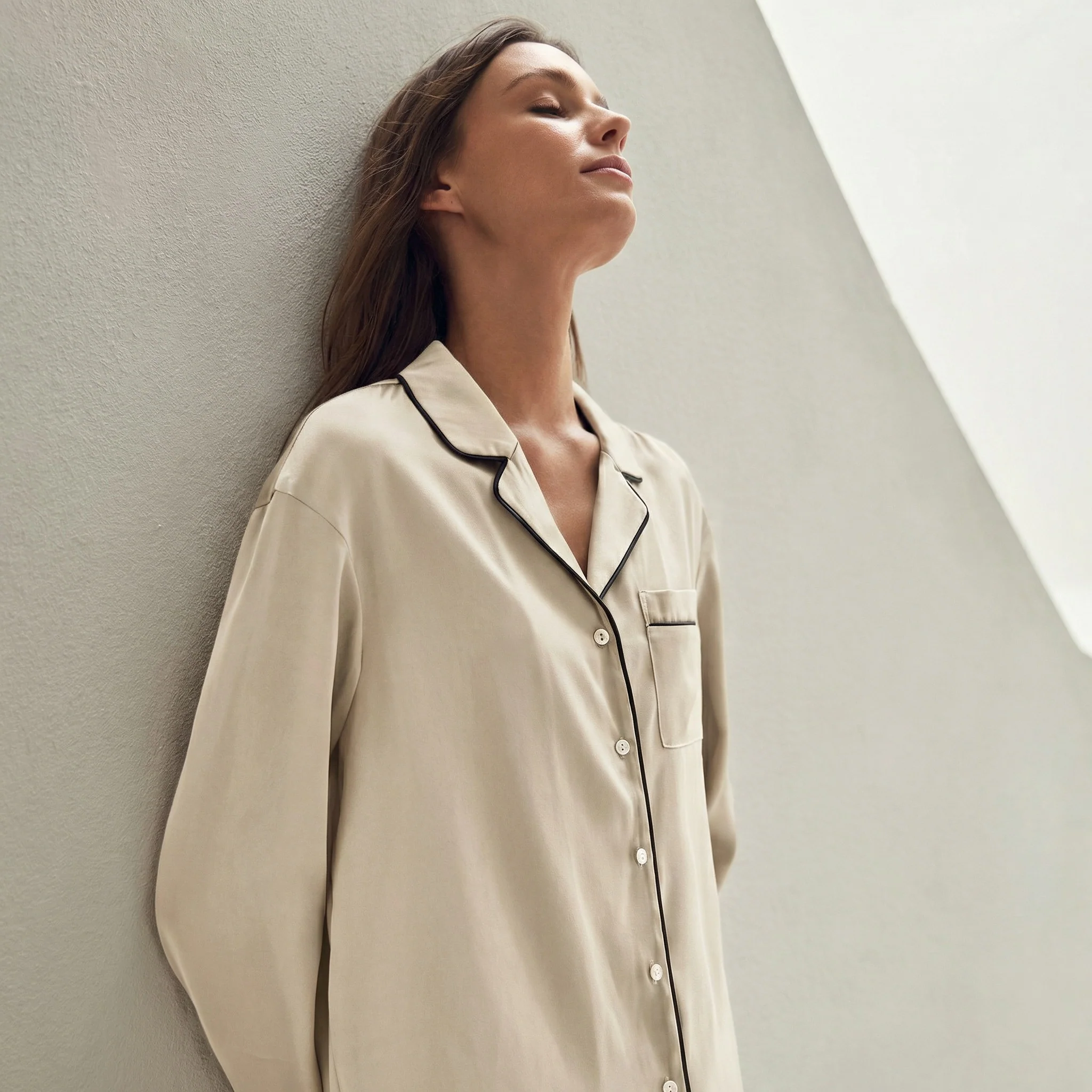 Pigiama lungo in seta di bambù e cotone | La Parisienne - immagine 5