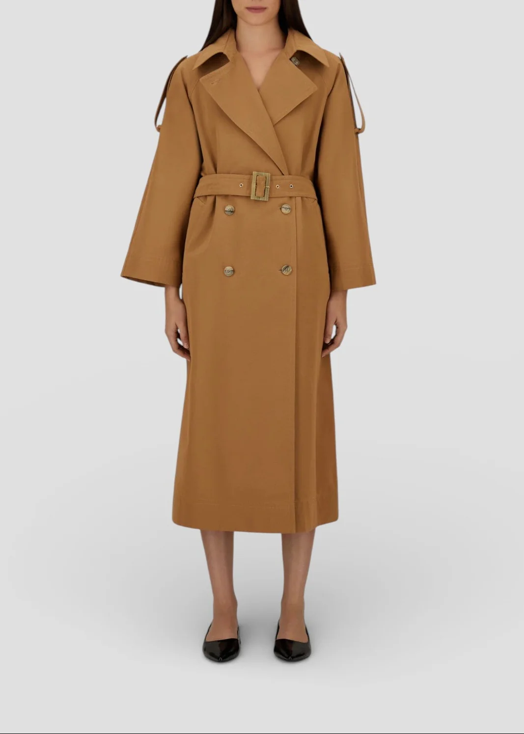 SS26-IM000203D-13297 TRENCH LUNGO CAMMELLO