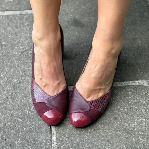 Virna Bordeaux decolletè in nappa bordeaux tacco 8 cm artigianale marchigiano
