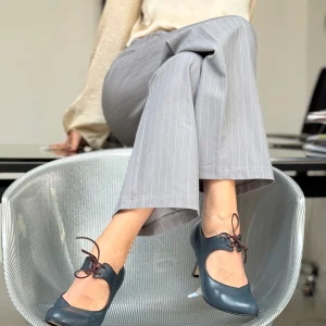 Liz Petrolio maryjane francesina in nappa petrolio tacco 8 artigianale marchigiana