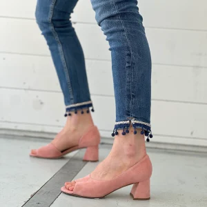 Dalì Pink spuntata d'orsay tacco 5 cm. camoscio rosa artigianale toscana