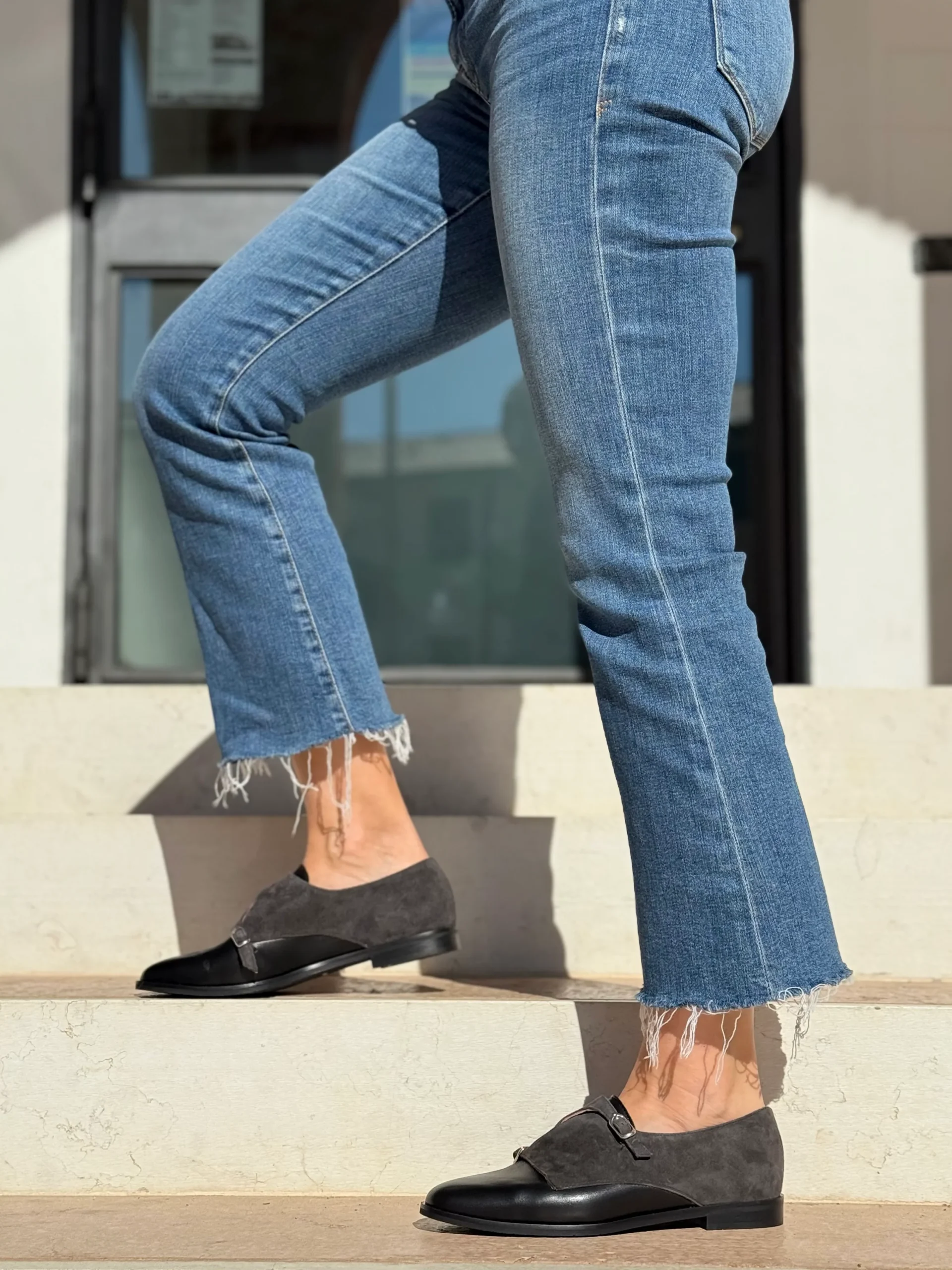 Ramsay Black scarpina bassa in nappa e camoscio nero artigianale toscana - immagine 3