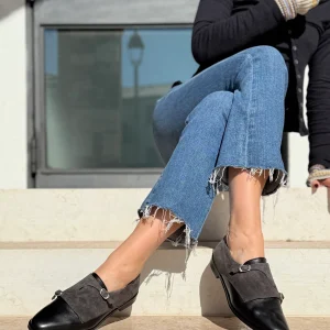 Ramsay Black scarpina bassa in nappa e camoscio nero artigianale toscana