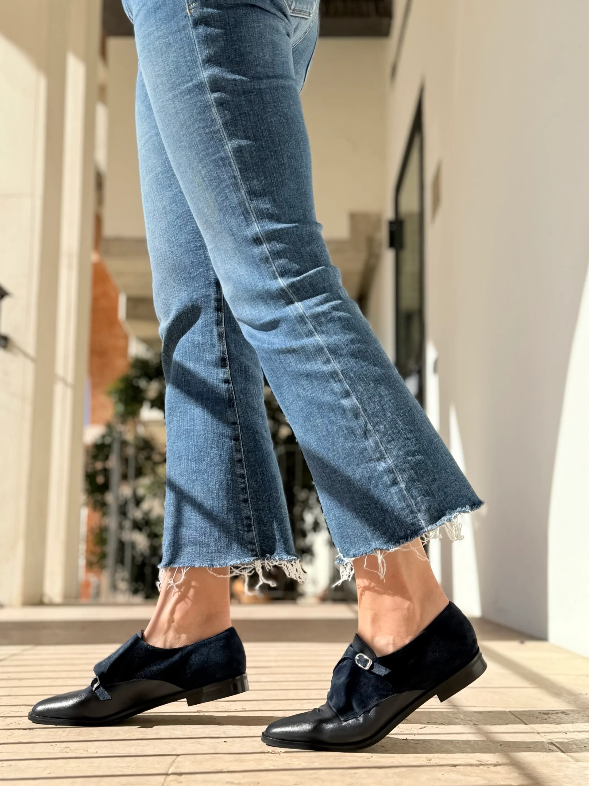 Ramsay Blue scarpina bassa in nappa e camoscio blu artigianale toscana - immagine 9