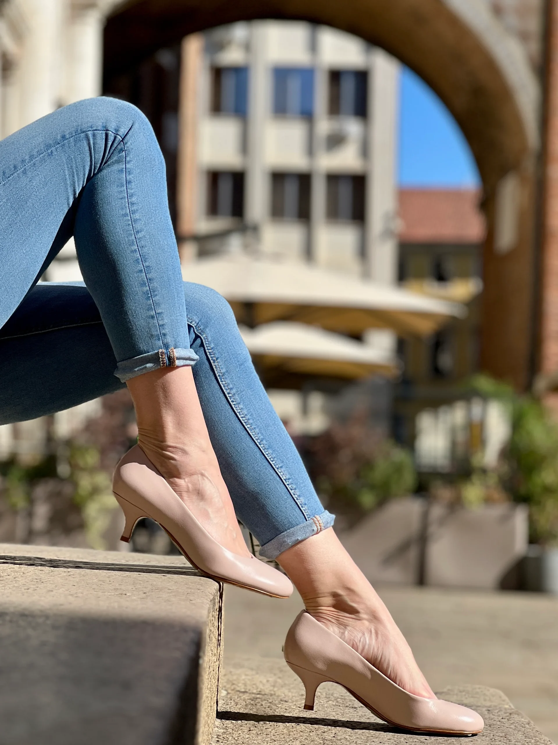 Togo Nude decolletè in nappa cipria tacco 6 artigianale lagattaconglistivali - immagine 5