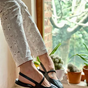 Setter Black ballerina chanel in pelle nera artigianale marchigiana