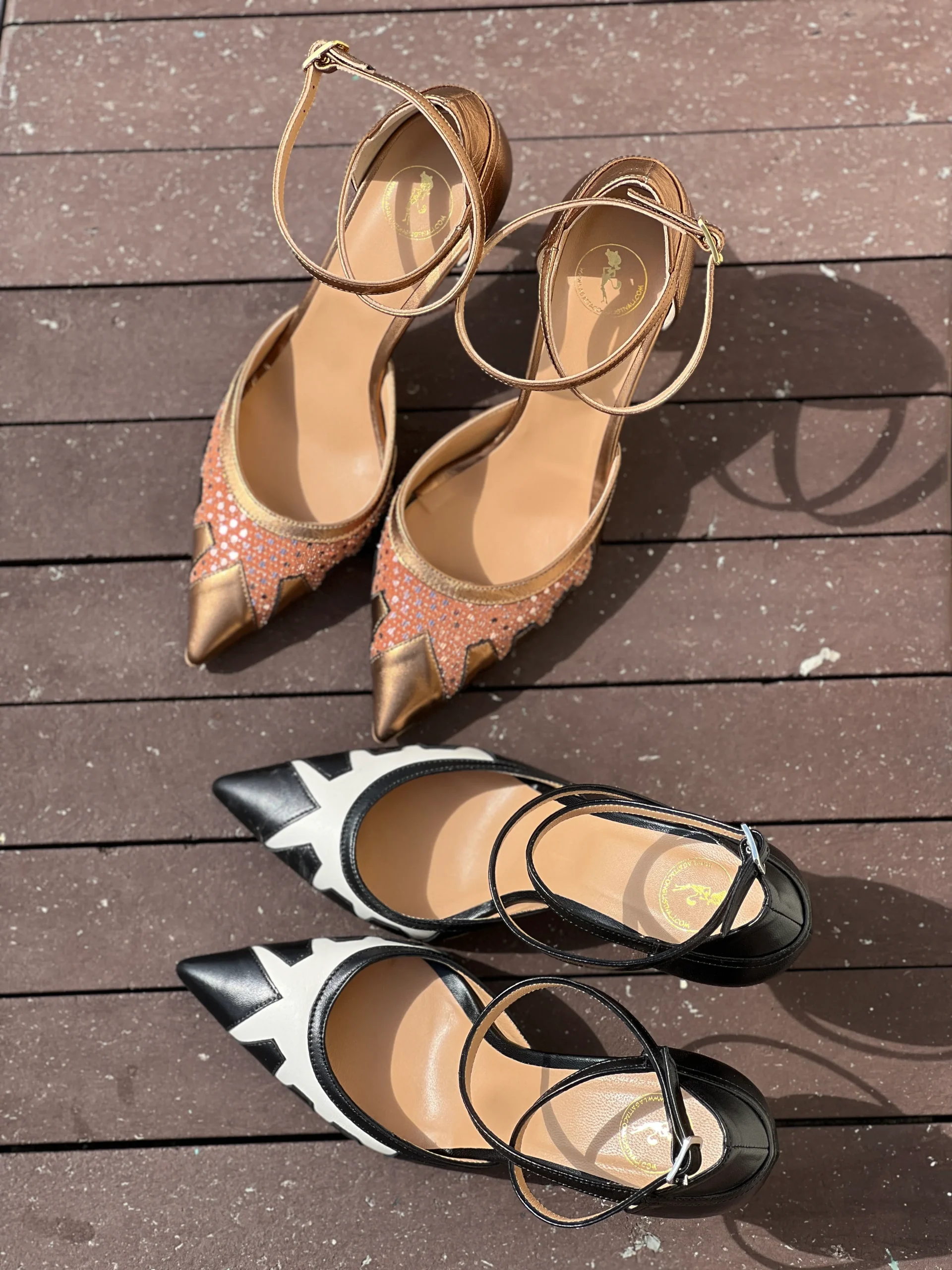 Eva Bw decolletè in nappa bianca e nera tacco tacco 8 lavorazione artigianale marchigiana - immagine 6