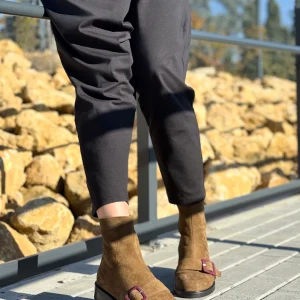 Lanz Olive stivaletto in camoscio color verde  con cerniera artigianale toscana