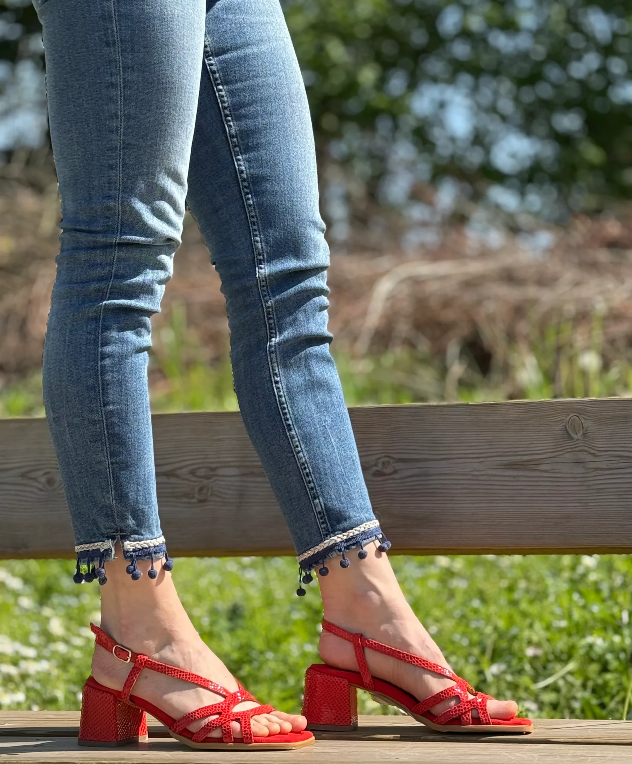 Diaz Red sandalo in nappa rossa stampata tacco 6 cm artigianale Lagattaconglistivali - immagine 7