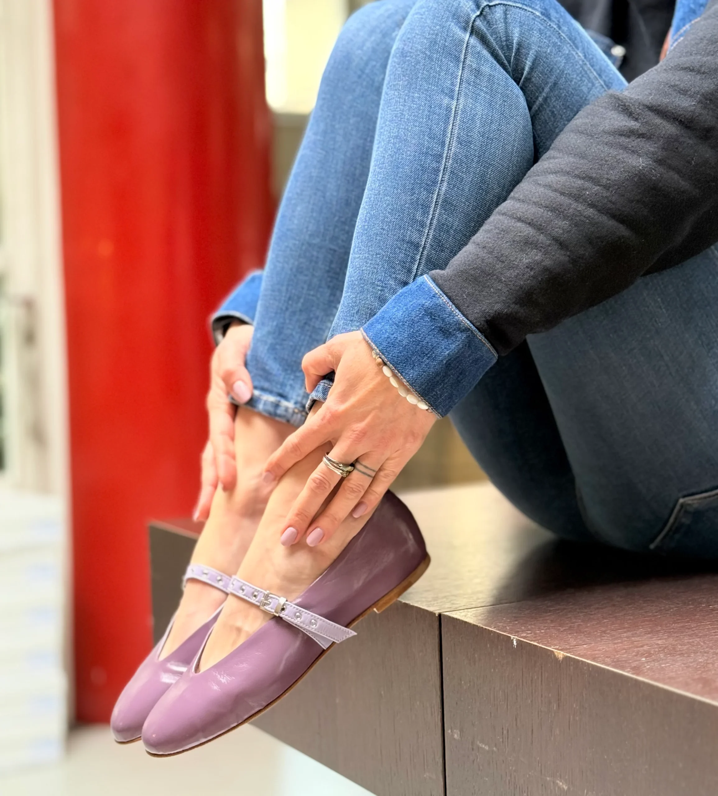 Tilde Uva ballerina a sacchetto in vernice viola su base camoscio lavorazione artigianale - immagine 8