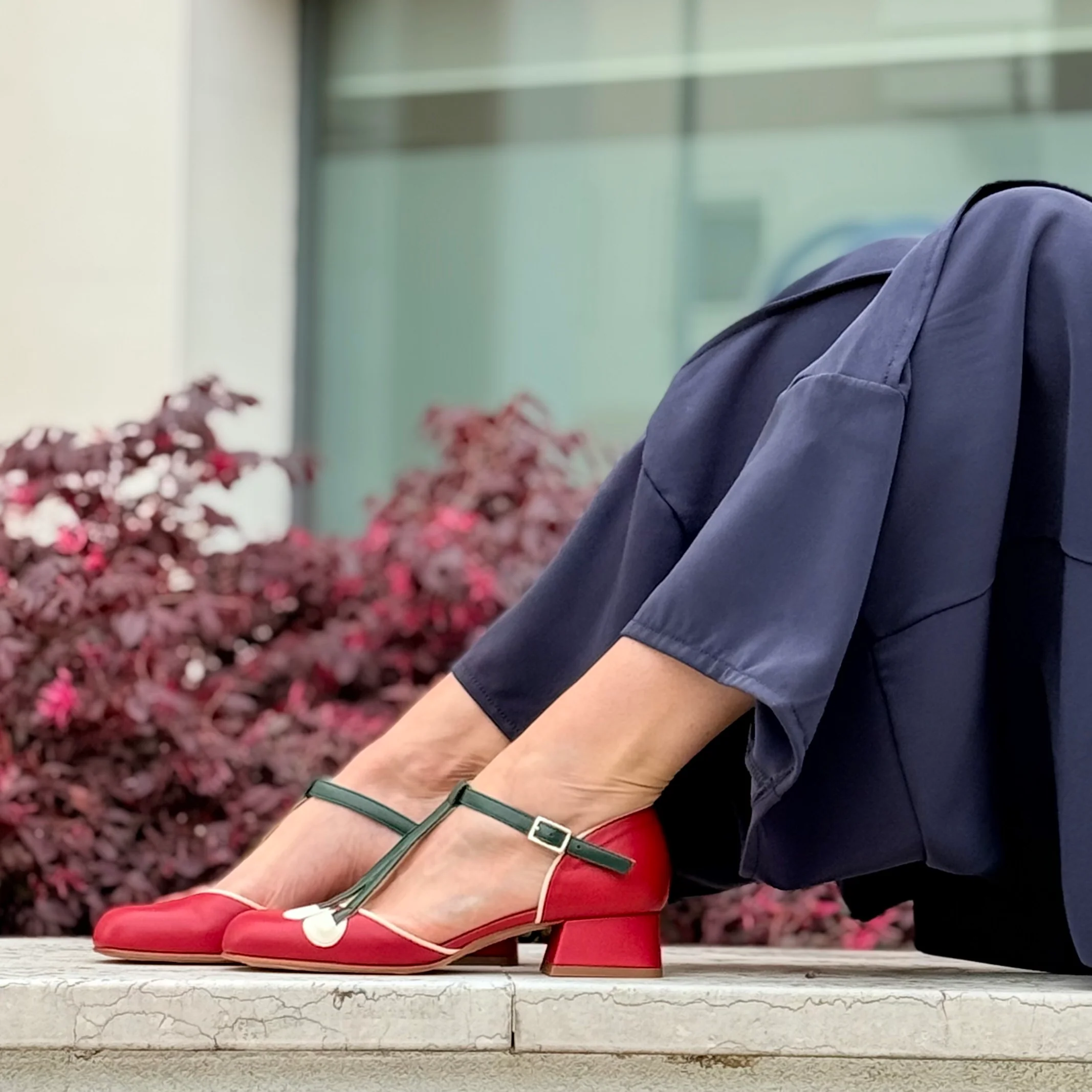 Maraska Red d'orsay in nappa rossa aperta ai lati tacco 3 cm artigianale marchigiana - immagine 5