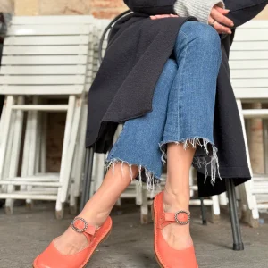 Nane Salmone scarpa bassa in pelle salmone con fibbia  artigianale toscana