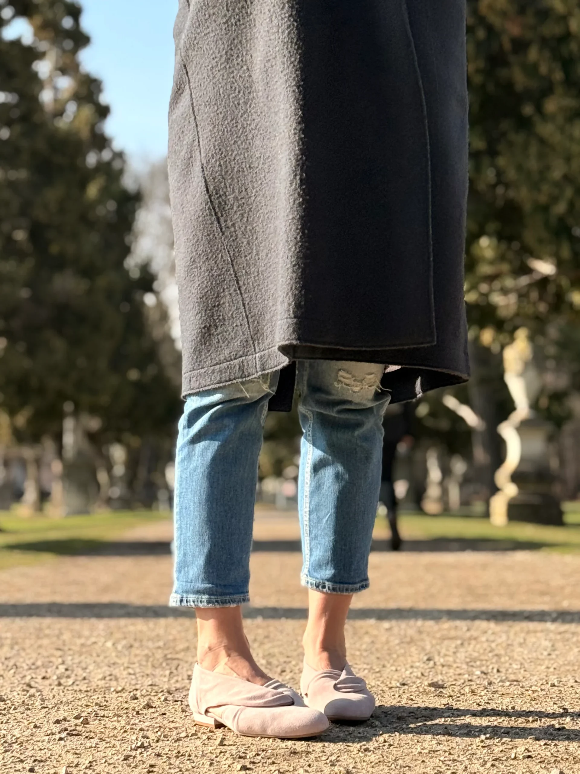 Glenda Rose scarpina bassa in camoscio rosa tacco 1 artigianale toscana - immagine 3