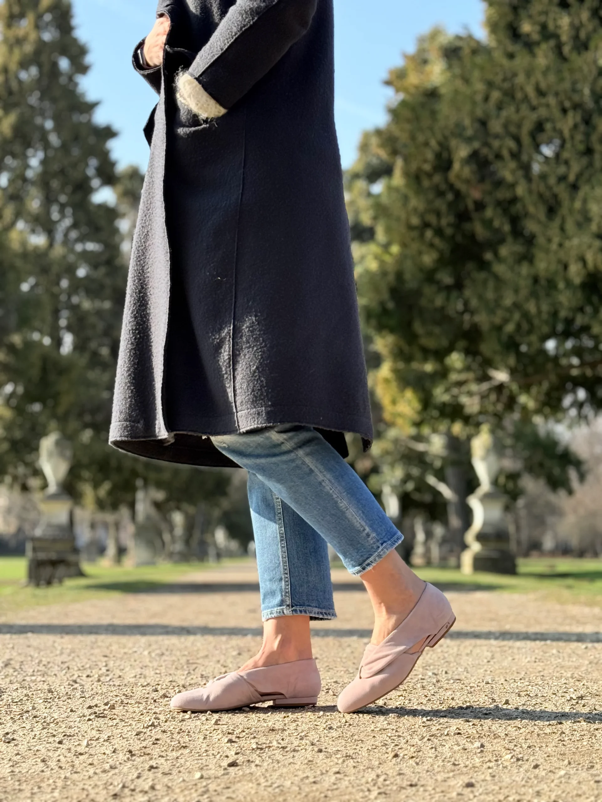 Glenda Rose scarpina bassa in camoscio rosa tacco 1 artigianale toscana - immagine 6