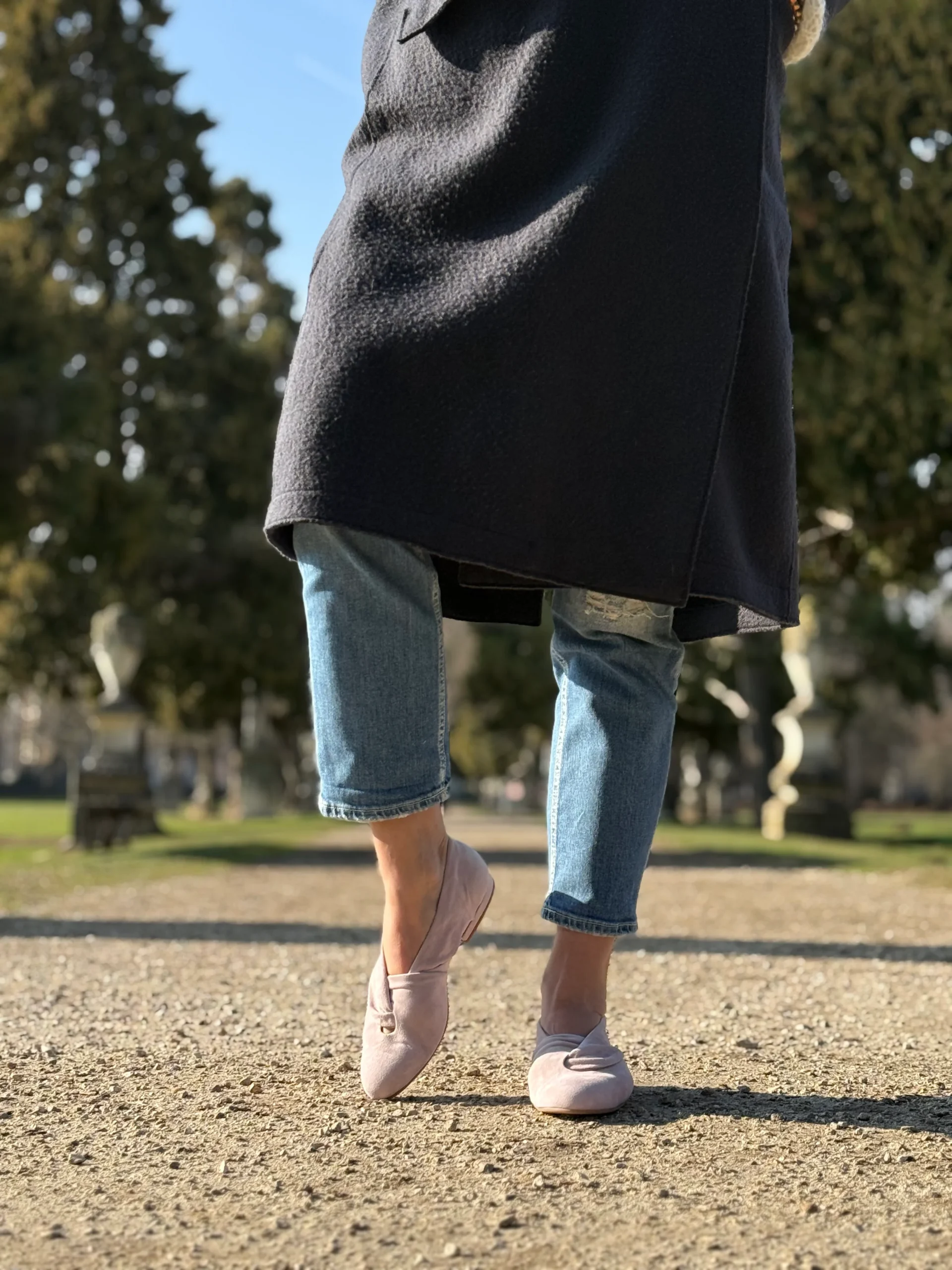 Glenda Rose scarpina bassa in camoscio rosa tacco 1 artigianale toscana - immagine 8