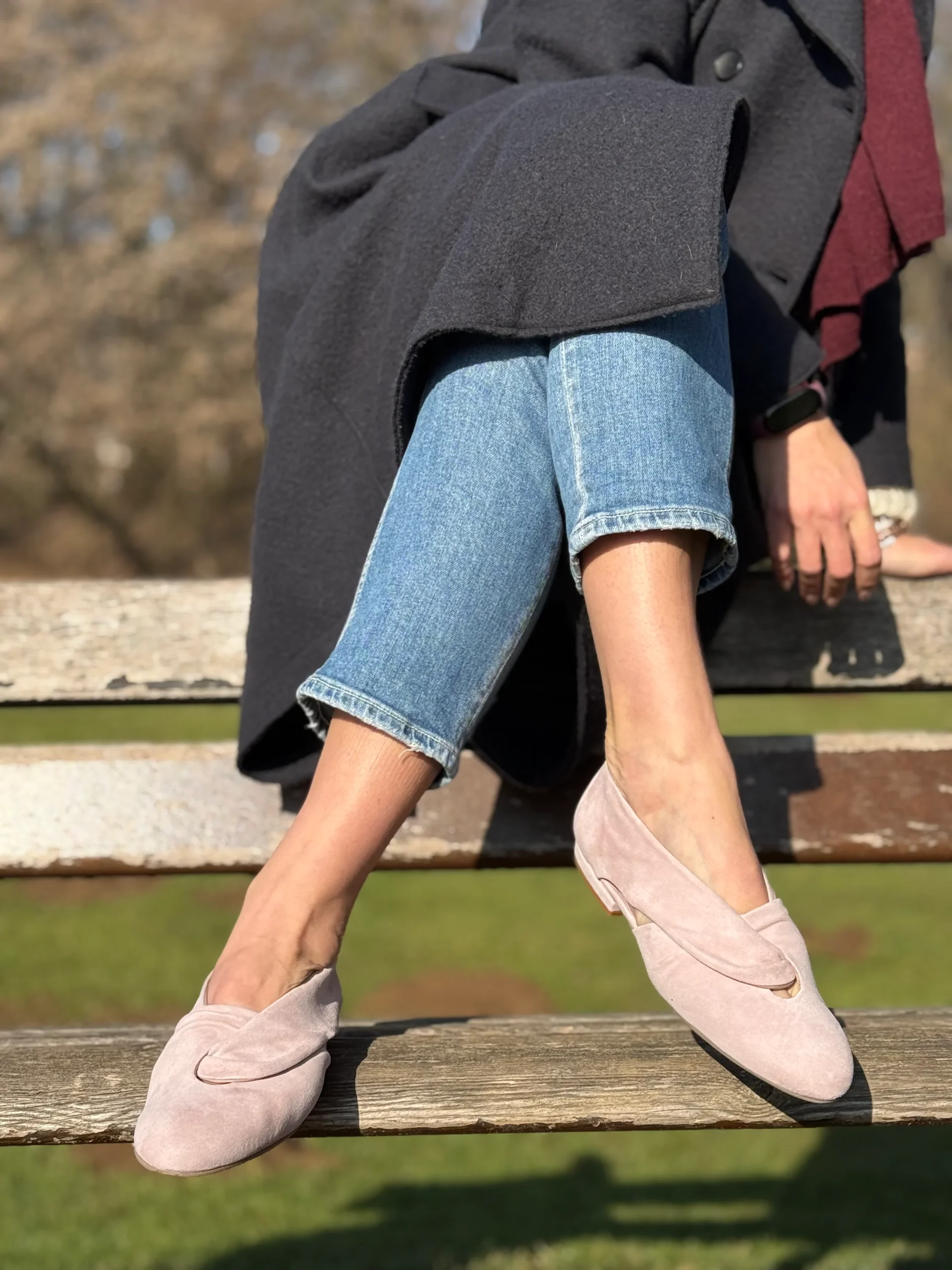 Glenda Rose scarpina bassa in camoscio rosa tacco 1 artigianale toscana - immagine 4