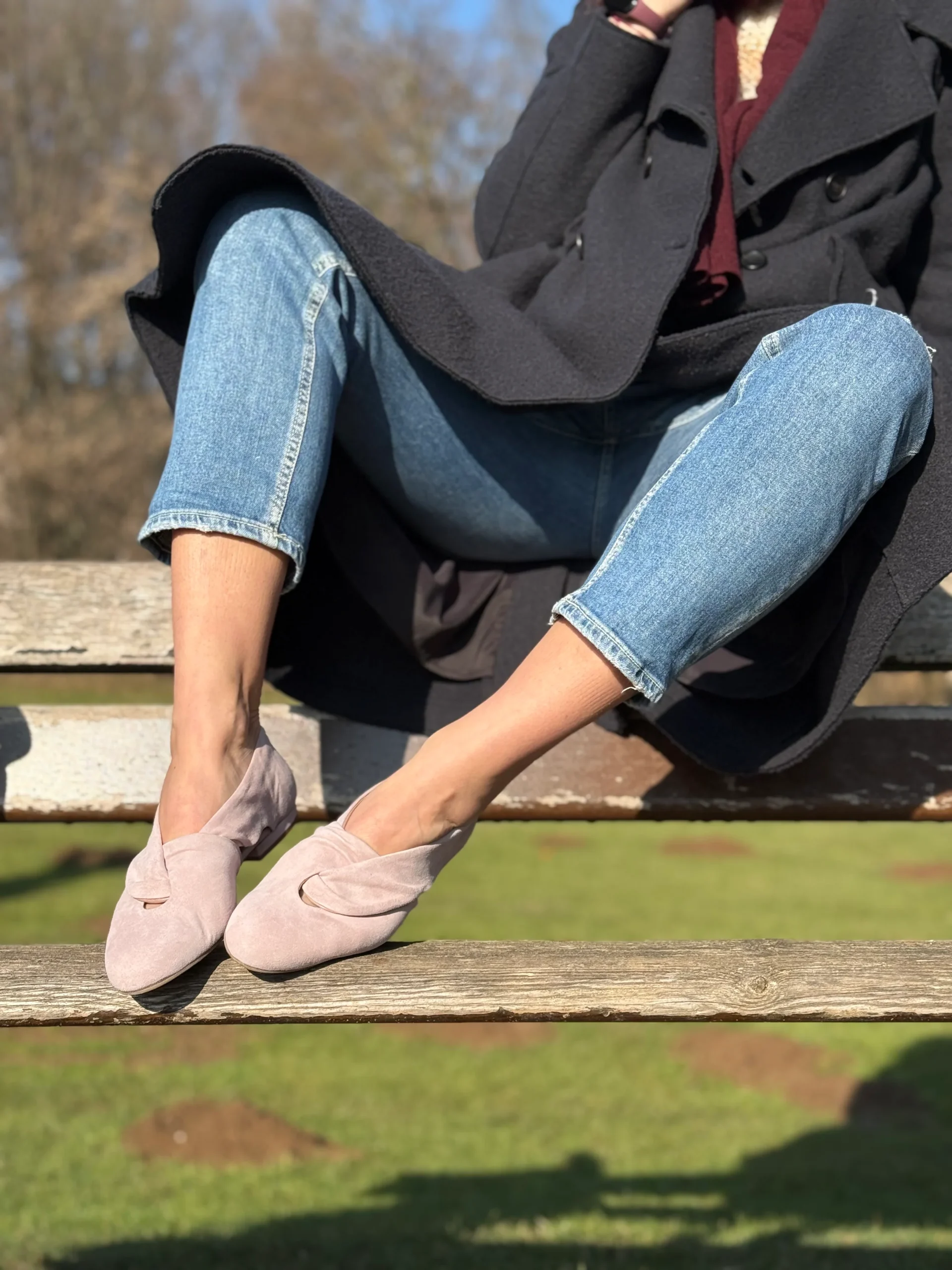 Glenda Rose scarpina bassa in camoscio rosa tacco 1 artigianale toscana - immagine 5