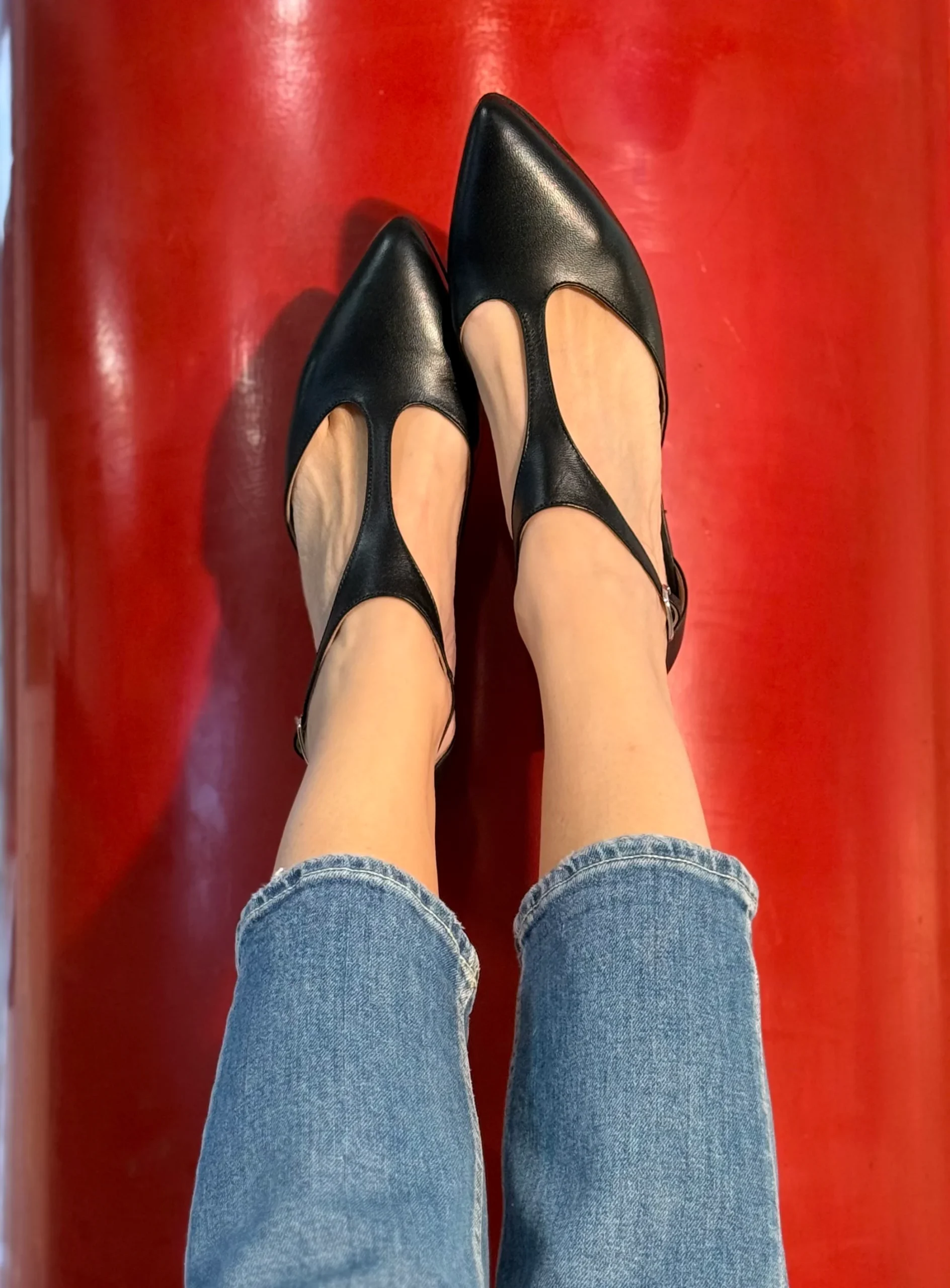 Lucy Black scarpina bassa t-bar in nappa nera - tacco 2 cm artigianale marchigiana - immagine 6